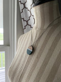 Wood, Green, and Grey Circle Drop Pendant Necklace