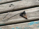 Wood and Black Triangle Pendant Necklace