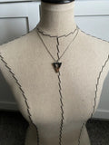 Wood and Black Triangle Pendant Necklace
