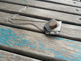 Silver and Wood Folded Metal Necklace
