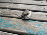 Silver and Wood Folded Metal Necklace