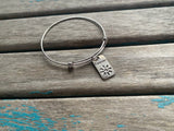 SALE- Flower "Forever" Charm Bangle Bracelet - Adjustable Bracelet