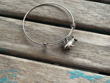 SALE- Shark Charm Bangle Bracelet - Adjustable Bracelet