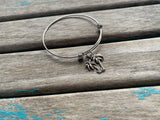 SALE- Palm Tree Charm Bangle Bracelet - Adjustable Bracelet