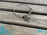 SALE- Palm Tree Charm Bangle Bracelet - Adjustable Bracelet