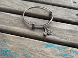 SALE- Bicycle Charm Bangle Bracelet - Adjustable Bracelet