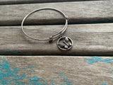 SALE- Butterfly Charm Bangle Bracelet - Adjustable Bracelet