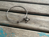 SALE- Cat Charm Bangle Bracelet - Adjustable Bracelet