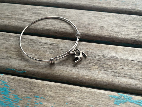 SALE- Cat Charm Bangle Bracelet - Adjustable Bracelet