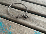 SALE- Cat Charm Bangle Bracelet - Adjustable Bracelet