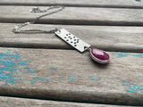 Silver and Deep Pink Pendant Necklace: Modern Statement Jewelry