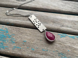 Silver and Deep Pink Pendant Necklace: Modern Statement Jewelry