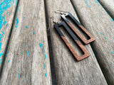 Long Wood and Black Earrings -LARGE Earrings