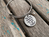 Mother's Bracelet- "The love between mother & son is forever" - Hand-Stamped Bracelet- Adjustable Bangle Bracelet with an accent bead in your choice of colors