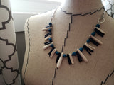 Turquoise, Black, and Cream Spike Necklace- Statement Necklace-READY to SHIP