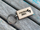 Expectant Mother or Father Keychain- "coming 2021" -Wood Keychain
