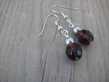 Purple and Silver Glass Beaded Earrings