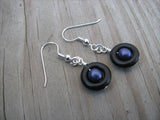 Purple and Black- Beaded Earrings- Wood and Glass