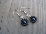 Purple and Black- Beaded Earrings- Wood and Glass
