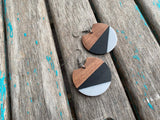 Wood, Black, and Grey Acrylic Earrings