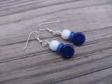Blue and White Glass Beaded Earrings