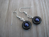 Purple and Black- Beaded Earrings- Wood and Glass