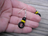 Black and Yellow, Wood and Glass Beaded Earrings