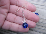 Deep Blue and Clear Glass Beaded Earrings