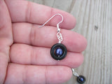 Purple and Black- Beaded Earrings- Wood and Glass