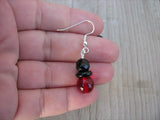 Red and Black Glass Beaded Earrings