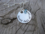 Heart of Love Necklace- "heart full of love" - Hand-Stamped Necklace with an accent bead in your choice of colors