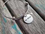 Be Kind Bracelet- "be kind" - Hand-Stamped Bracelet  -Adjustable Bangle Bracelet with an accent bead of your choice
