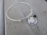 Confidence Inspiration Bracelet- "confidence"  - Hand-Stamped Bracelet  -Adjustable Bangle Bracelet with an accent bead of your choice