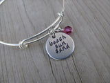 Beach Sun Sand Bracelet- "beach sun sand"  - Hand-Stamped Bracelet  -Adjustable Bangle Bracelet with an accent bead of your choice