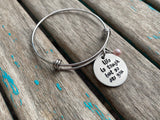 Life Is Tough Inspiration Bracelet - "life is tough but so are you"  - Hand-Stamped Bracelet  -Adjustable Bangle Bracelet with an accent bead of your choice