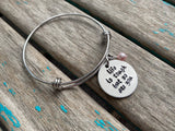 Life Is Tough Inspiration Bracelet - "life is tough but so are you"  - Hand-Stamped Bracelet  -Adjustable Bangle Bracelet with an accent bead of your choice