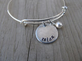 Relax Inspiration Bracelet- "relax"  - Hand-Stamped Bracelet- Adjustable Bangle Bracelet with an accent bead of your choice