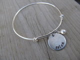 Relax Inspiration Bracelet- "relax"  - Hand-Stamped Bracelet- Adjustable Bangle Bracelet with an accent bead of your choice