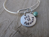 Pay It Forward Bracelet- "pay it forward"  - Hand-Stamped Bracelet- Adjustable Bangle Bracelet with an accent bead of your choice