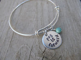 Pay It Forward Bracelet- "pay it forward"  - Hand-Stamped Bracelet- Adjustable Bangle Bracelet with an accent bead of your choice