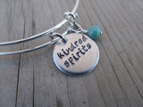 Friendship Bracelet- Hand-Stamped "kindred spirits" - Hand-Stamped Bracelet- Adjustable Bangle Bracelet with an accent bead of your choice