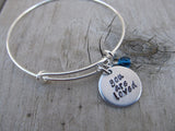 You Are Loved Bracelet- "you are loved"  - Hand-Stamped Bracelet- Adjustable Bangle Bracelet with an accent bead of your choice