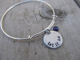 Let It Be Inspiration Bracelet- "let it be"  - Hand-Stamped Bracelet- Adjustable Bangle Bracelet with an accent bead in your choice of colors