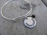 Serendipity Inspiration Bracelet- "serendipity"  - Hand-Stamped Bracelet- Adjustable Bangle Bracelet with an accent bead of your choice