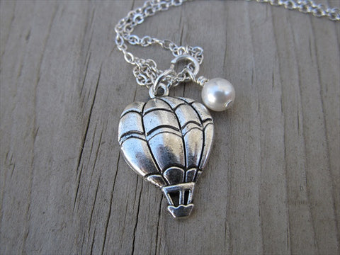 Hot Air Balloon Necklace with a pearl accent bead