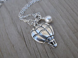 Hot Air Balloon Necklace with a pearl accent bead