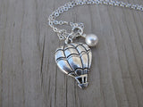 Hot Air Balloon Necklace with a pearl accent bead