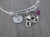 I ♥ Golf Charm Bracelet- Adjustable Bangle Bracelet with an Initial Charm and an Accent Bead of your choice