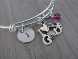 I ♥ Golf Charm Bracelet- Adjustable Bangle Bracelet with an Initial Charm and an Accent Bead of your choice