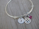 Sewing Charm Bracelet- Button Charm with Initial and Accent Bead of your choice